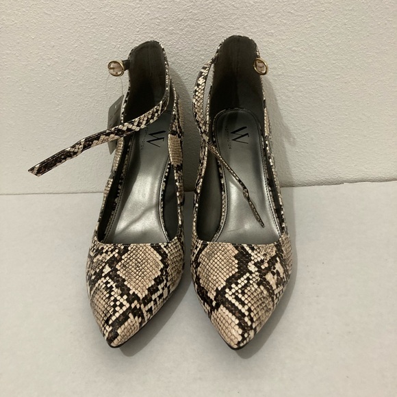 Worthington snake skin heels 3 in heel black, cream, brown Wor Zeller Snake Shoe - Picture 3 of 7